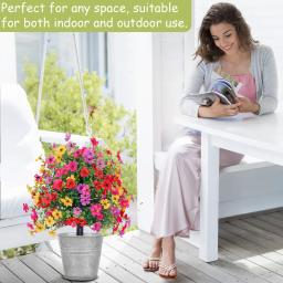 Flores Artificiais para Decoração de Jardim Interno e Externo, Margaridas Falsas com Folhas de Eucalipto, Plantas Artificiais para Varanda e Pátio - Image 5