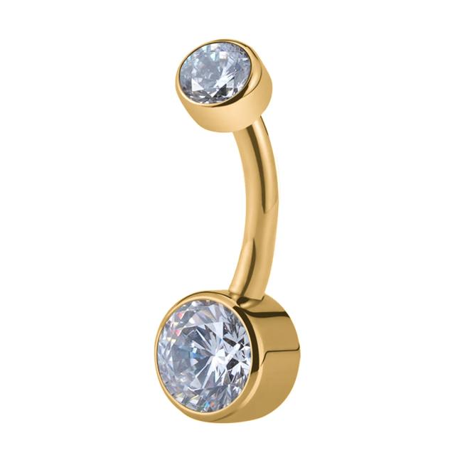 Right Grand Anel de Umbigo em Titânio ASTM F136 com Zircônia Cúbica 10mm 12mm