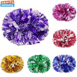 1pc cheerleading pom poms com alça bolas de alegria grande ouro prata vermelho amarelo azul mão dança pompons acessórios para mulheres crianças - Image 1