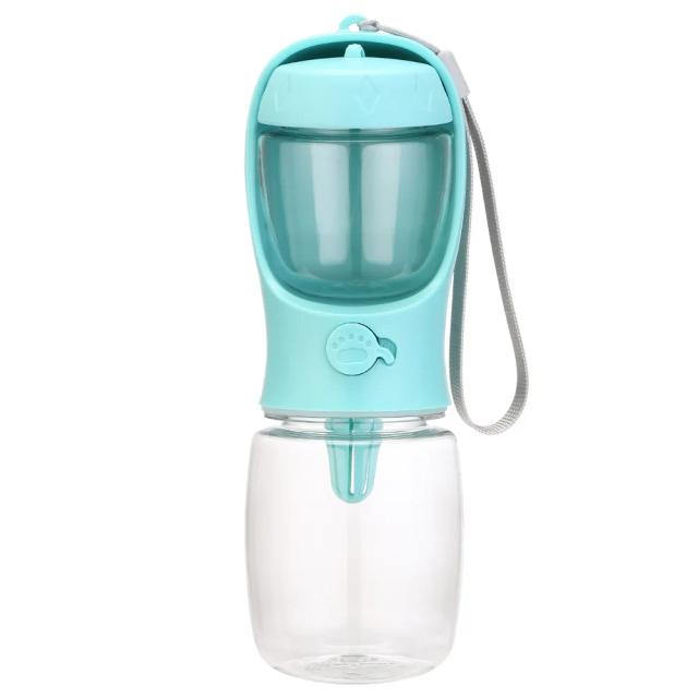 Garrafa de água portátil para cães e gatos, material de qualidade alimentar para viagem, copo de água para animais de estimação com dispensador de comida, garrafa de água para cachorros