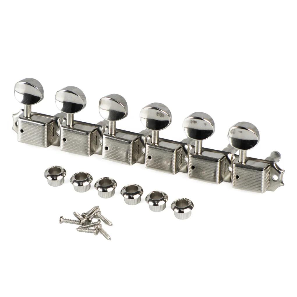 Fleor conjunto de cabeças de máquina de guitarra elétrica vintage, 6 em linha, níquel prata, afinadores, chaves de afinação, acessórios de guitarra 6r - Image 1