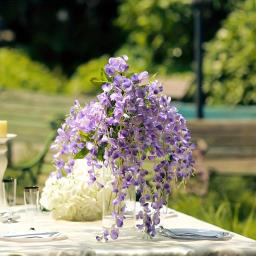 12pçs flores artificiais de videira de glicínias, atacado, corda falsa para decoração de festa de casamento em casa, seda - Image 4