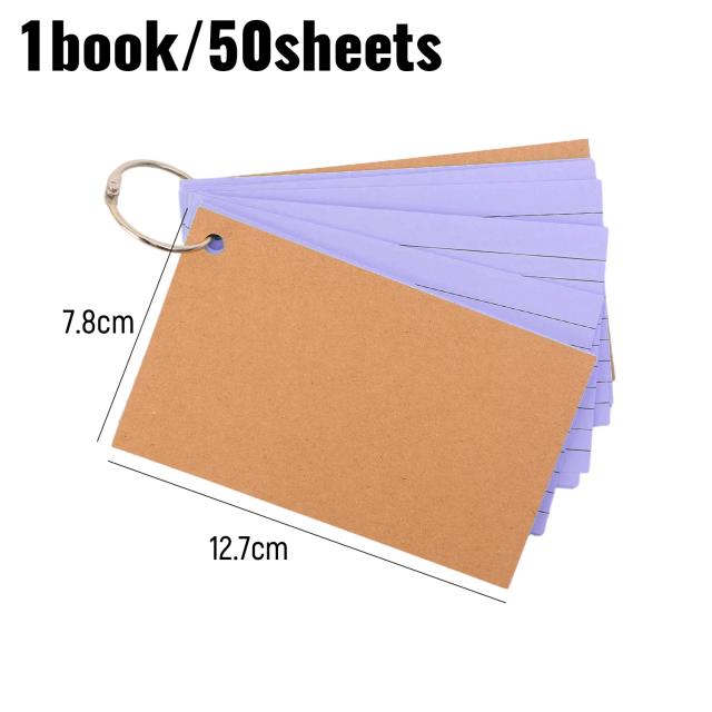 Cartões de Índice Coloridos com Argolas para Estudo e Organização - 50 Folhas