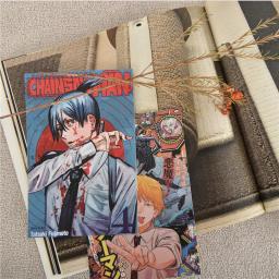 10 pçs anime japonês motosserra homem personagem cartaz adesivo cartão postal presente casa sala de estudo parede fundo decoração fotos pintura - Image 4
