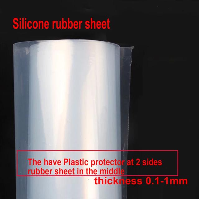 Filme de folha de borracha de silicone 0.1 0.2 0.3 0.4 0.5 0.6 0.8 1.0mm de espessura 500*500mm de largura placa fina borracha semi transparente