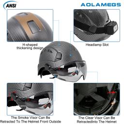 Capacete de segurança padrão de fibra de carbono com viseira dupla para capacete de engenheiro CE ANSI ABS boné de trabalho industrial resgate - Image 5