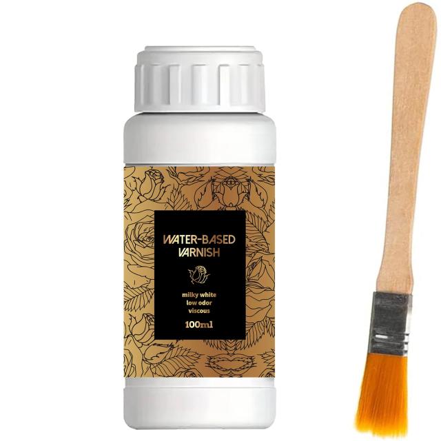 Kit Adesivo Folha Dourada 100ml Cola Metálica à Base de Água com Pincel para Artesanato