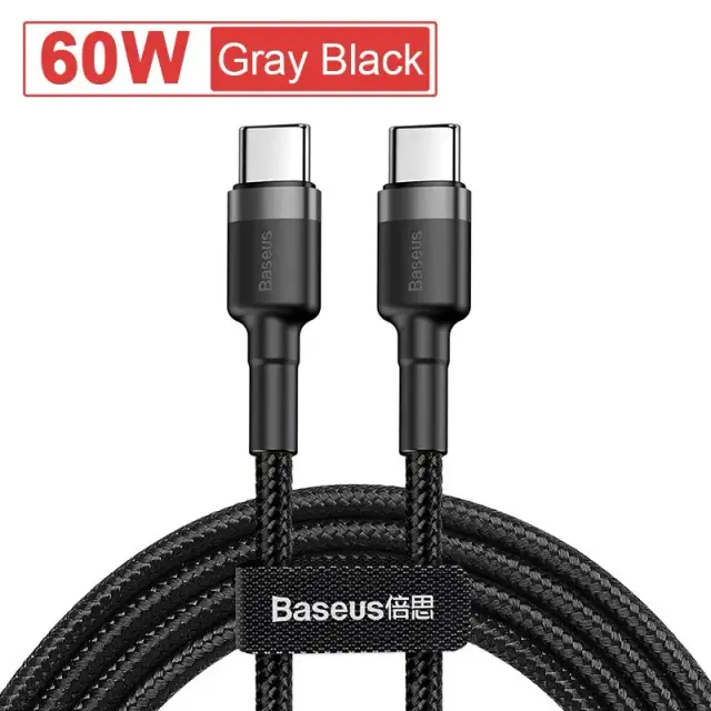 Baseus Cabo USB-C para USB-C 100W PD Carregamento Rápido para MacBook, Xiaomi, Samsung