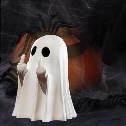 Estátua de fantasma de dedo médio fofa, decoração pequena de Halloween para casa, peça central para mesa de centro, figura de terror adorável - Image 4
