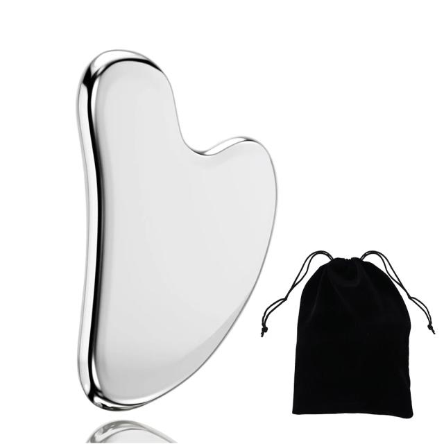 Ferramenta de Massagem Facial Gua Sha de Aço Inoxidável para Cuidados com a Pele 1 Peça