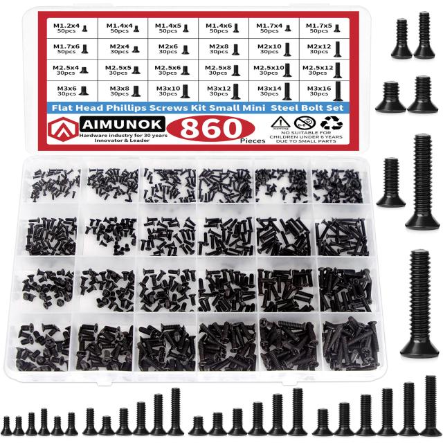 Kit de Parafusos para Computador Pequeno 860 Peças M1.2 a M3 para SSD e Laptop