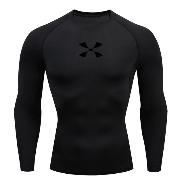 Camiseta de Compressão de Manga Longa para Homens, T-shirt Elástica para Treinamento, Camiseta de Ginástica, Fitness, Exercícios, Camiseta Esportiva para Corrida Masculina