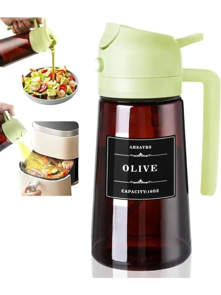 2026 Pulverizador e Dispensador de Óleo de Vidro 2 em 1, 16oz, Garrafa de Azeite Antivazamento para Cozinhar, Fritadeira a Ar e Churrasco, Pulverize e Deite - Image 1