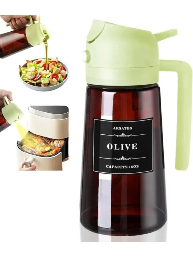 Dispensador de Óleo 2 em 1 16oz - Pulverizador e Despejador Antivazamento para Cozinha
