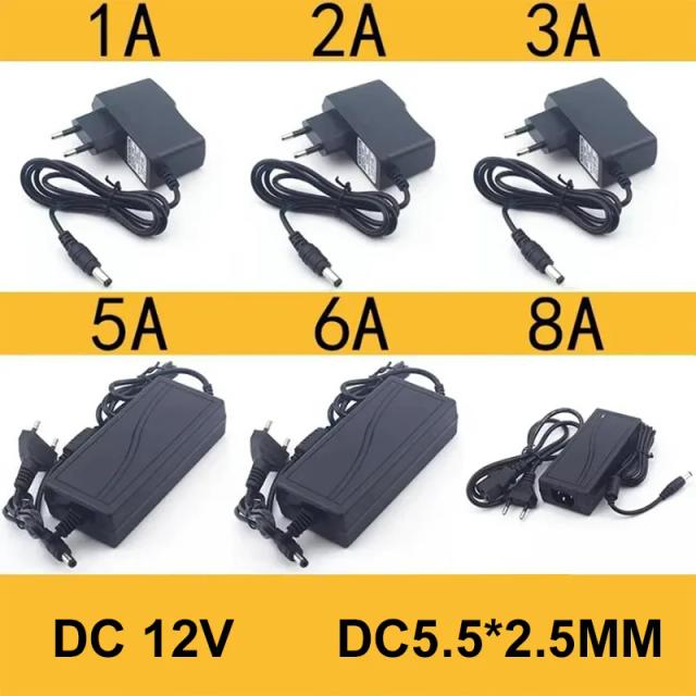 Adaptador de Energia Universal 12V DC 1A-8A Carregador LED e Câmeras