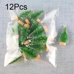 12 pçs mini árvore de natal ornamento diy pinho artificial sisal neve paisagem árvores de natal decoração mesa navidad decoração presentes - Image 6