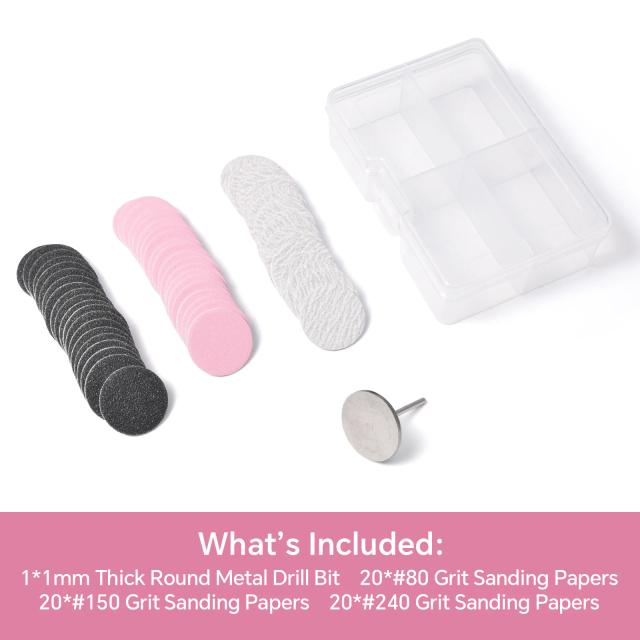 Conjunto de Discos de Lixa para Manicure e Pedicure com Haste de Metal - 60 Unidades