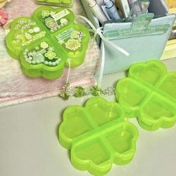 Mini Caixa De Armazenamento De Comprimidos De Plástico Trevo De Quatro Folhas, 4 Grids Daily Pill Organizer, Recipiente De Drogas De Separação De Drogas - Image 2