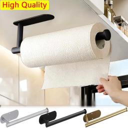 Suporte de toalha de papel de cozinha adesivo cabide de tecido rolo de papel higiênico dispensador armário de armazenamento guardanapo rack acessórios do banheiro - Image 1