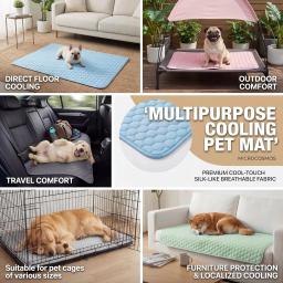 Tapete Refrescante de Verão para Pets, Almofada de Seda Gelada Respirável Antiderrapante Lavável para Cães e Gatos, Tapete Azul para Cama de Pet - Image 5