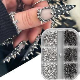 6 grades metálico rebite punk prego charme ouro/prata/preto cone pico studs jóias da arte do prego aolly mini rebite studs suprimentos de unhas - Image 1
