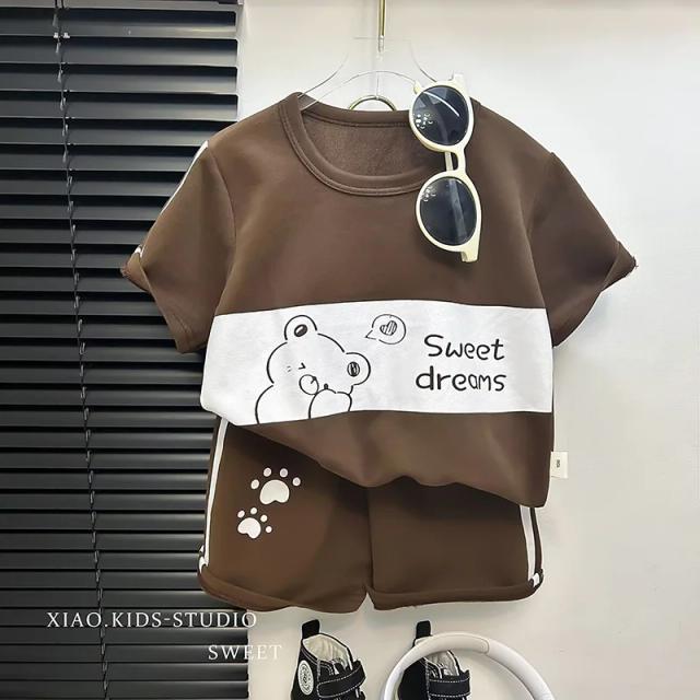 Conjunto Infantil B-Caton Camiseta e Shorts Listrado 2 Peças Algodão Verão