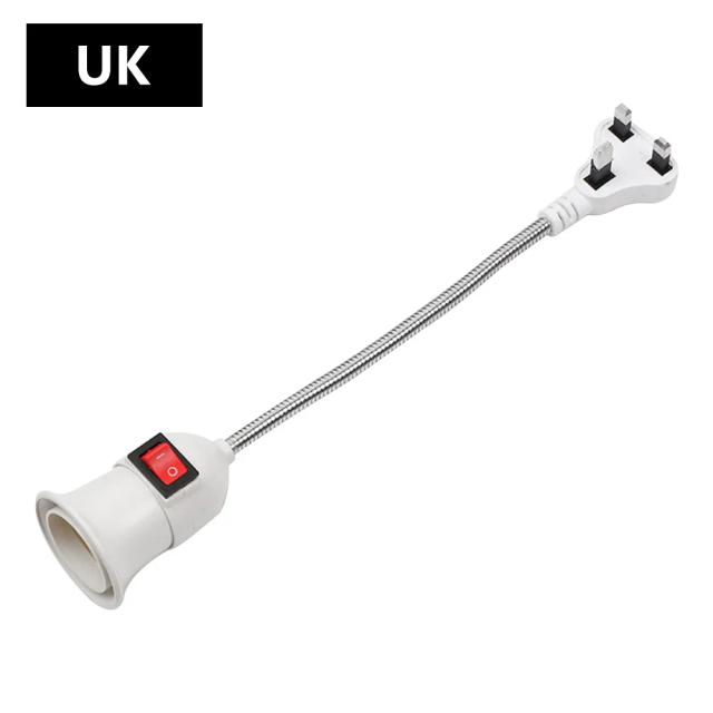 Adaptador Soquete E27 com Interruptor Liga/Desliga para Lâmpadas Flexível