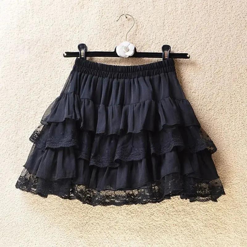 Saia tutu de renda gótica elástica sexy renda mini saias de tule festa clube dançarina usar calças pretas high street y2k roupas femininas - Image 1