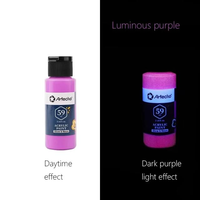 Pigmento Acrílico Fluorescente 58ml Brilha no Escuro para Artesanato e Festas