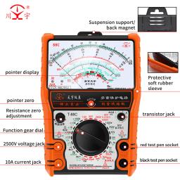2025new ponteiro multímetro t88a t88b t88c ac/dc 2500v volt-amperímetro analógico multimetro resistor tester com casaco ferramentas eletricista - Image 3