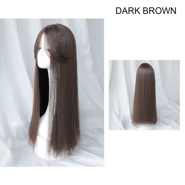 Haichang Peruca de Cabelo Preto Reto com Franja 70cm