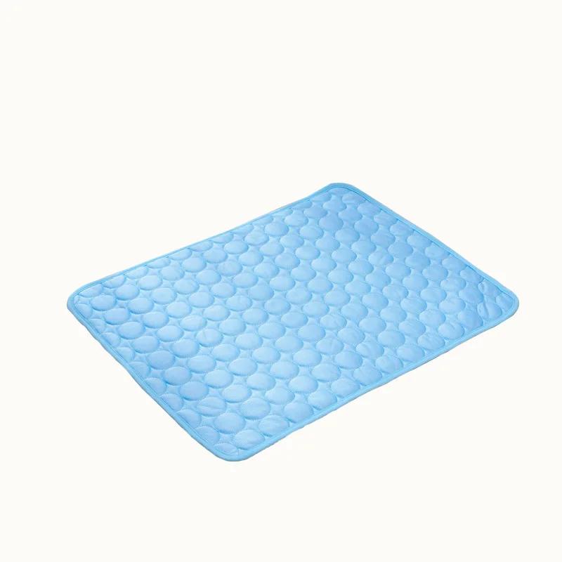 Tapete Refrescante de Verão para Pets, Almofada de Seda Gelada Respirável Antiderrapante Lavável para Cães e Gatos, Tapete Azul para Cama de Pet - Image 1