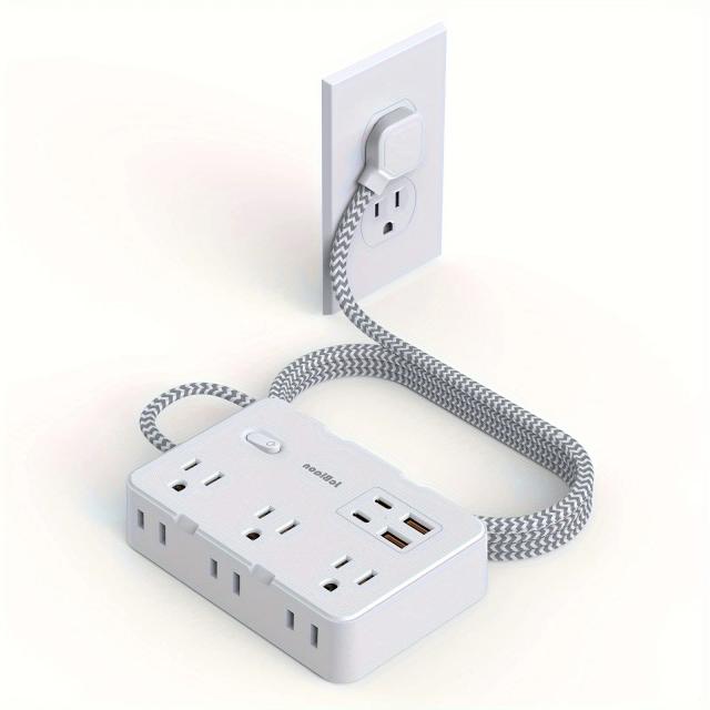 Tomada Elétrica Multiprise Power Strip com USB Tipo-C Carregamento 3 Tomadas