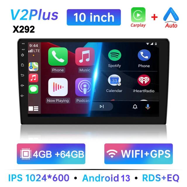 Rádio Automotivo Universal Android 13 7/9/10 Polegadas 32G/64G GPS BT Multimídia Inteligente