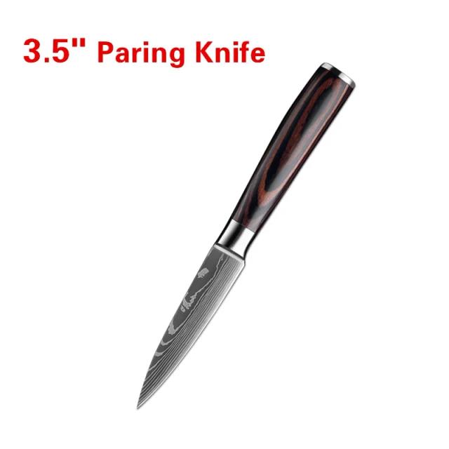 Facas de Cozinha Profissionais Santoku Cutelo Damasco Laser Aço Inox 7CR17