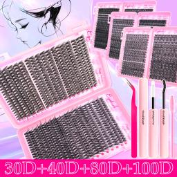 Kit de Extensão de Cílios 720/200pcs, Kit de Extensão de Cílios Volumosos com Adesivo e Selante, Pinças para Cílios, Cachos de Cílios Grossos e Leves - Image 4