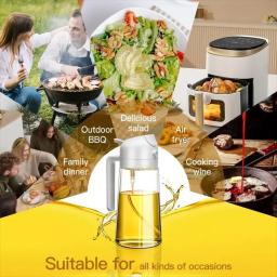 Dispensador de azeite, 15.8oz/470ml, pulverizador de óleo 2 em 1 e vertedor para saladas, fritar, grelhar, ideal para cozinha, garrafa pulverizadora de óleo de vidro - Image 6