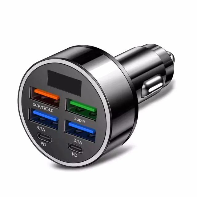 Carregador Veicular 350W USB PD QC3.0 Tipo C Carga Rápida