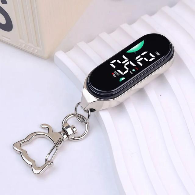 Relógio Eletrônico LED Portátil Digital Mosquetão Luminoso 63mm