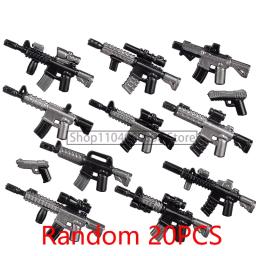 Blocos de Construção Militares MOC, Figuras de Soldados, Acessórios de Equipamento, Armas de Fogo, Armas a Laser, Rifles de Precisão, Brinquedos de Mini Blocos Aleatórios - Image 4