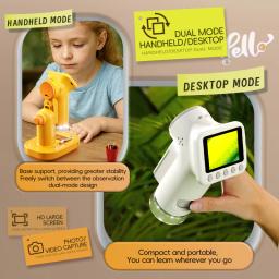 Microscópio Portátil 1600X com Tela de 2 Polegadas, Lente de Ampliação para Crianças, Mini Microscópio Eletrônico com Suporte para Fotos P02 - Image 3
