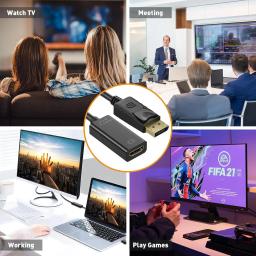 Adaptador DP para HDMI 4K, Conversor DisplayPort para HDMI, Cabo de Vídeo Macho para Fêmea para PC, Laptop e TV - Image 6