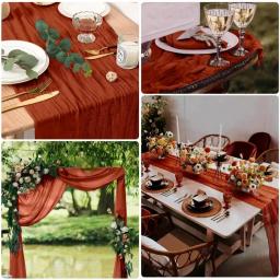 1pc estilo boho gaze corredor de mesa-longa gaze sheer romantictable corredor para casamentos e decoração de cena decoração de casa - Image 3