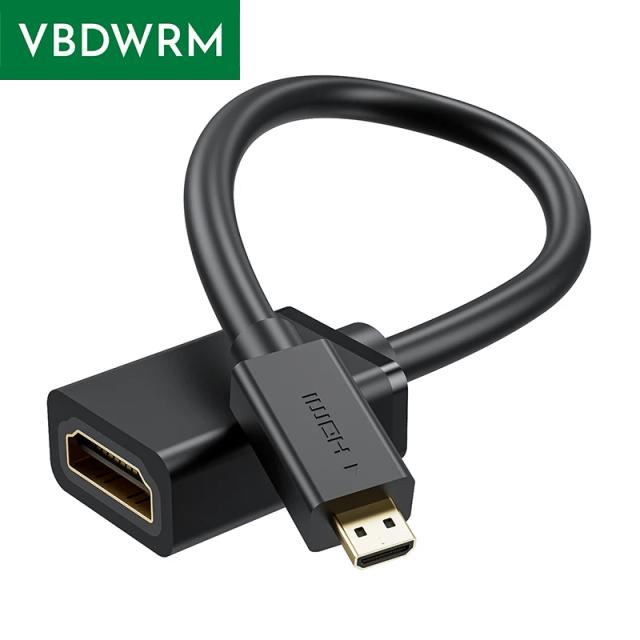 Cabo Micro HDMI para HDMI 4K 60Hz Bidirecional 18cm para Raspberry Pi, GoPro, Câmeras e Laptops