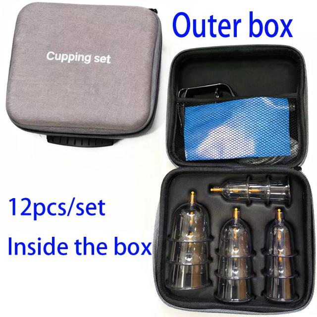 Conjunto de Relaxamento Ventosas 24/12 Peças Massagem Terapia Chinesa