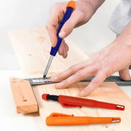 Lápis mecânico de carpinteiro sólido para construção de madeira, tampa de caneta de design de uma peça com apontador, materiais de papelaria - Image 4