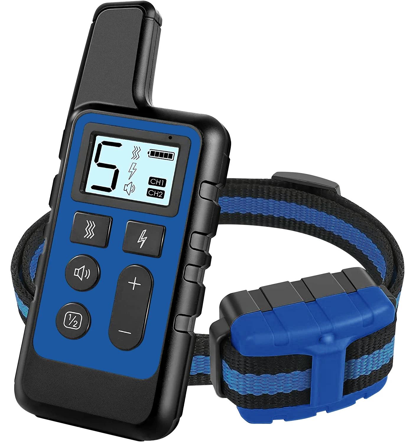Coleira de treinamento para cães, coleira de choque recarregável à prova d'água para cães com treinamento remoto, choque vibratório, coleira elétrica para cães