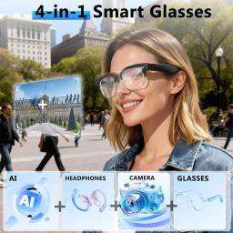 Óculos Inteligentes 4K com IA, Câmera de 8MP para Gravação de Vídeos, Reconhecimento de Fotos, Tradução, Chamada Bluetooth, Óculos de Sol Fotocromáticos e à Prova d'Água - Image 2