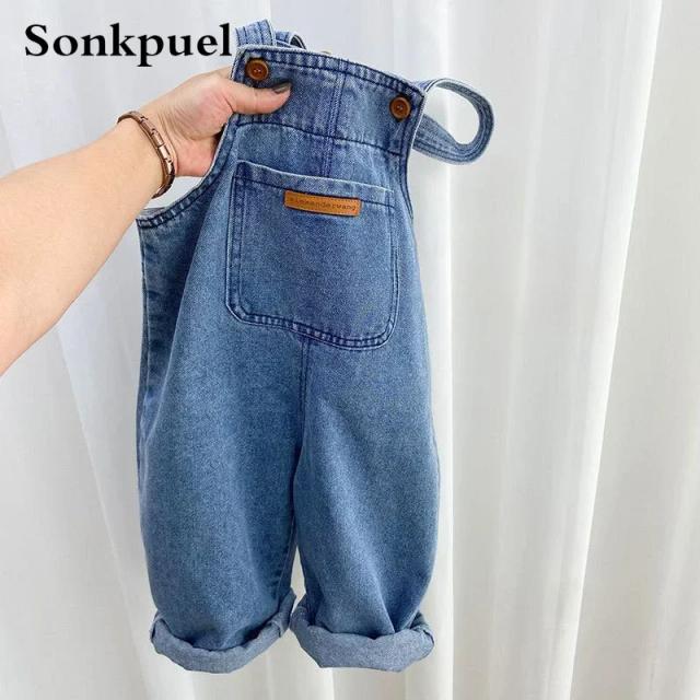 Macacão Infantil Calça Jeans Bebê Menino Menina Primavera Outono