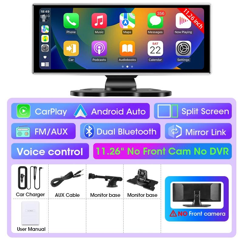 10/11.26 polegada traço cam 4k carro dvr sem fio carplay & android auto navegação gps gravador de vídeo painel lente dupla wifi fm aux - Image 1